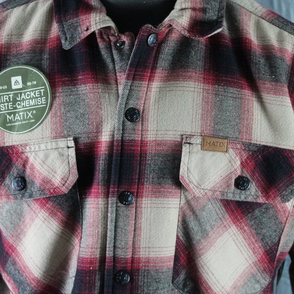 Matix Jacket - The Matix Shirt Jacket Tan and Red Plaid - Men's Large - Picture 2 of 11